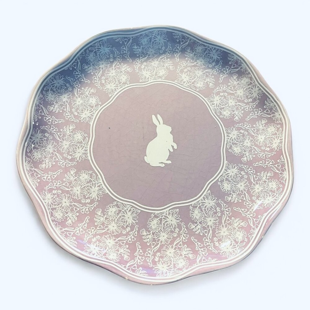 Stanford Hill Pottery Pastel Purple Bunny Rabbit Scalloped Plate - Picture 1 of 4